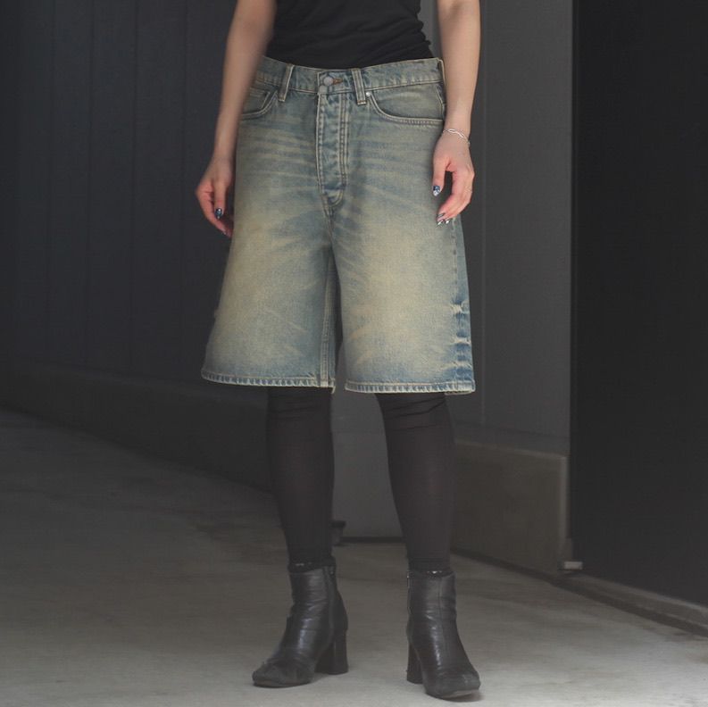 【残り一点】Sand Wash Wide Leg Denim Shorts