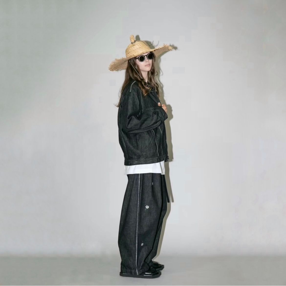 【残り一点】12.5OZワイドデニムパンツ(PRINTED_ONE WASH)