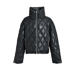 【残り一点】Faux Leather Quilting Down Jacket