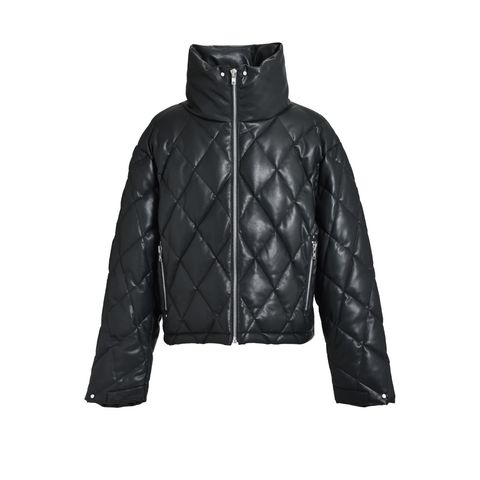 【残り一点】Faux Leather Quilting Down Jacket