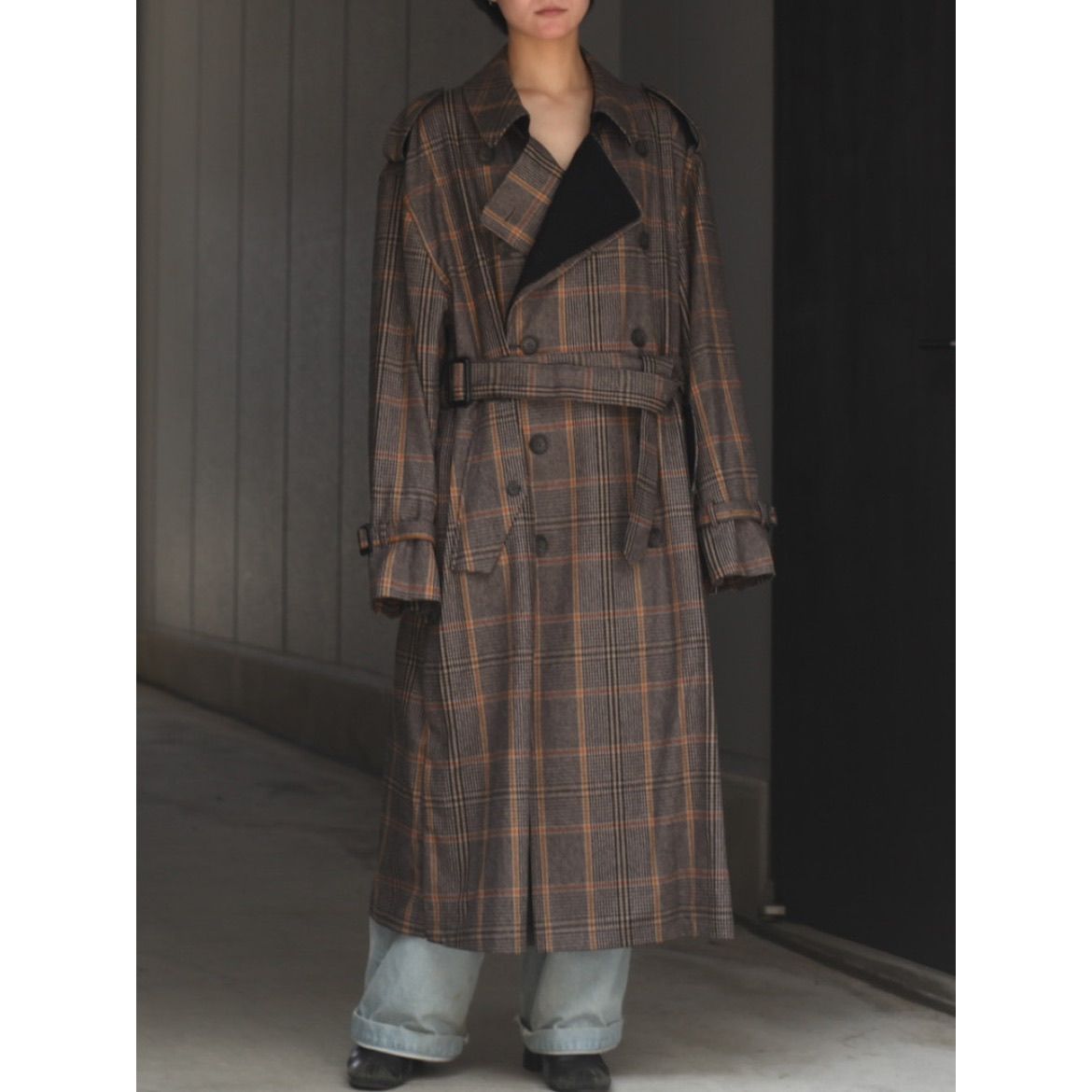 stein - 【残りわずか】Oversized Double Lapeled Trench Coat 