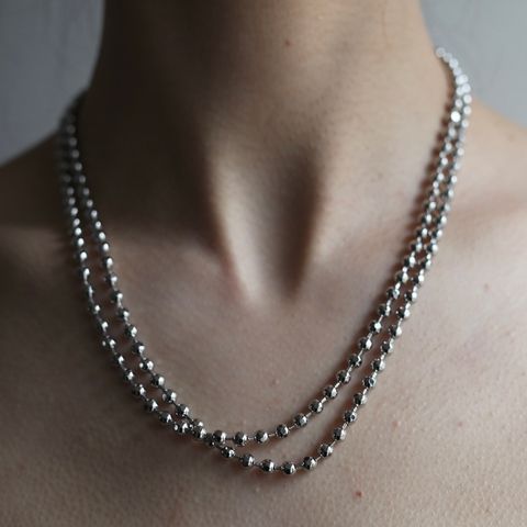 【残り一点】Cutting Ball Long Necklace & Bracelet(SILVER)