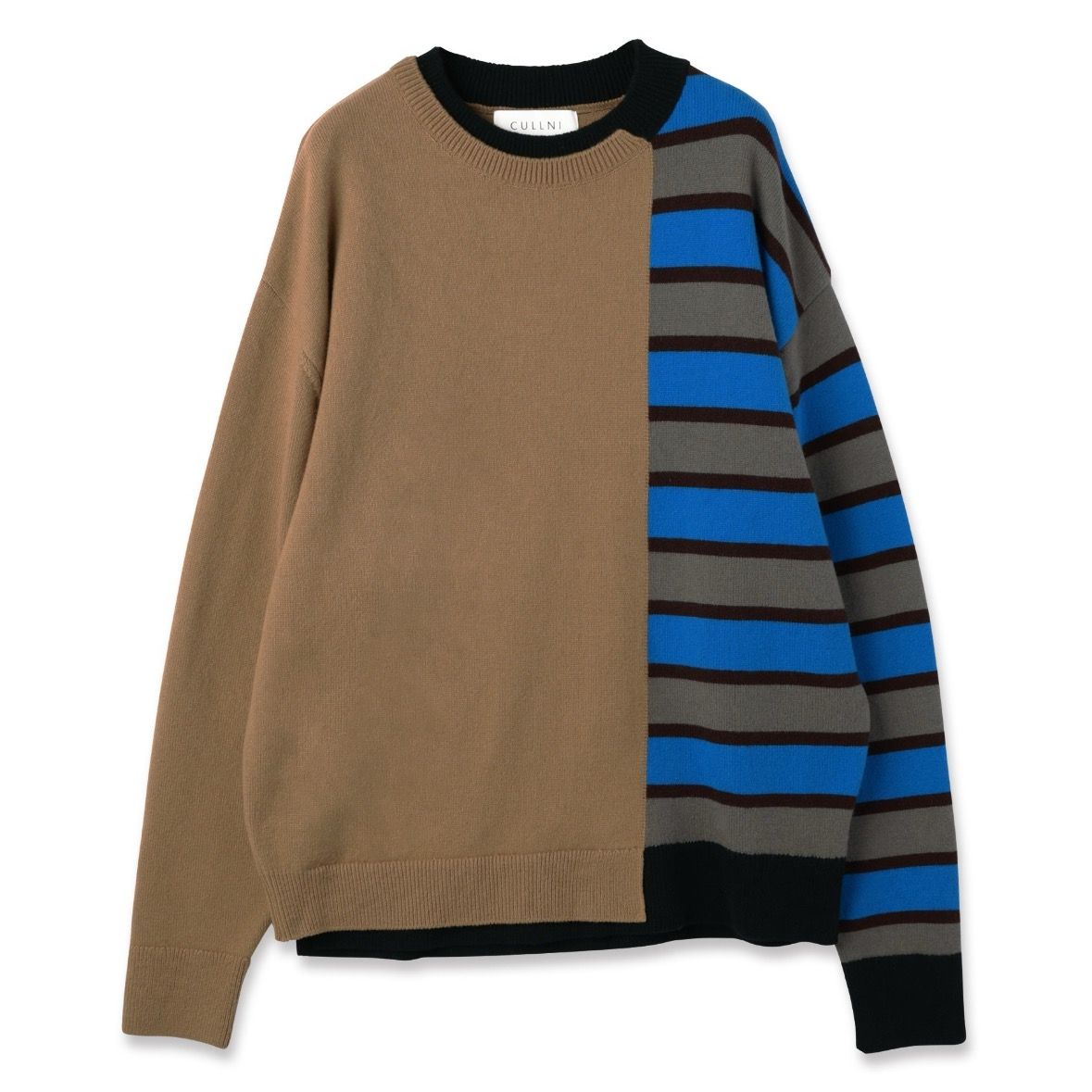 【残り一点】Asymmetrical Border Layered Rib Pullover Knit