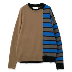 【残り一点】Asymmetrical Border Layered Rib Pullover Knit