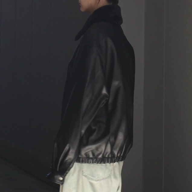 【残りわずか】Mouton Collar Sheep Leather Zip Jacket