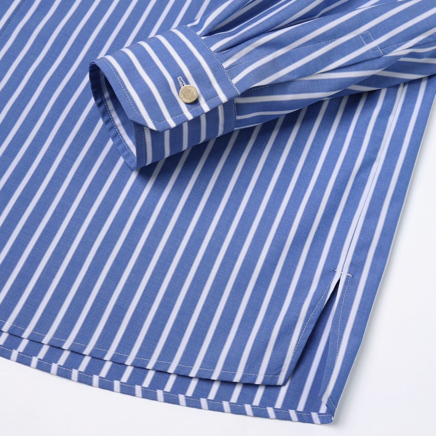 【残り一点】High Count Broad Embroidery Patch Stripe Shirt