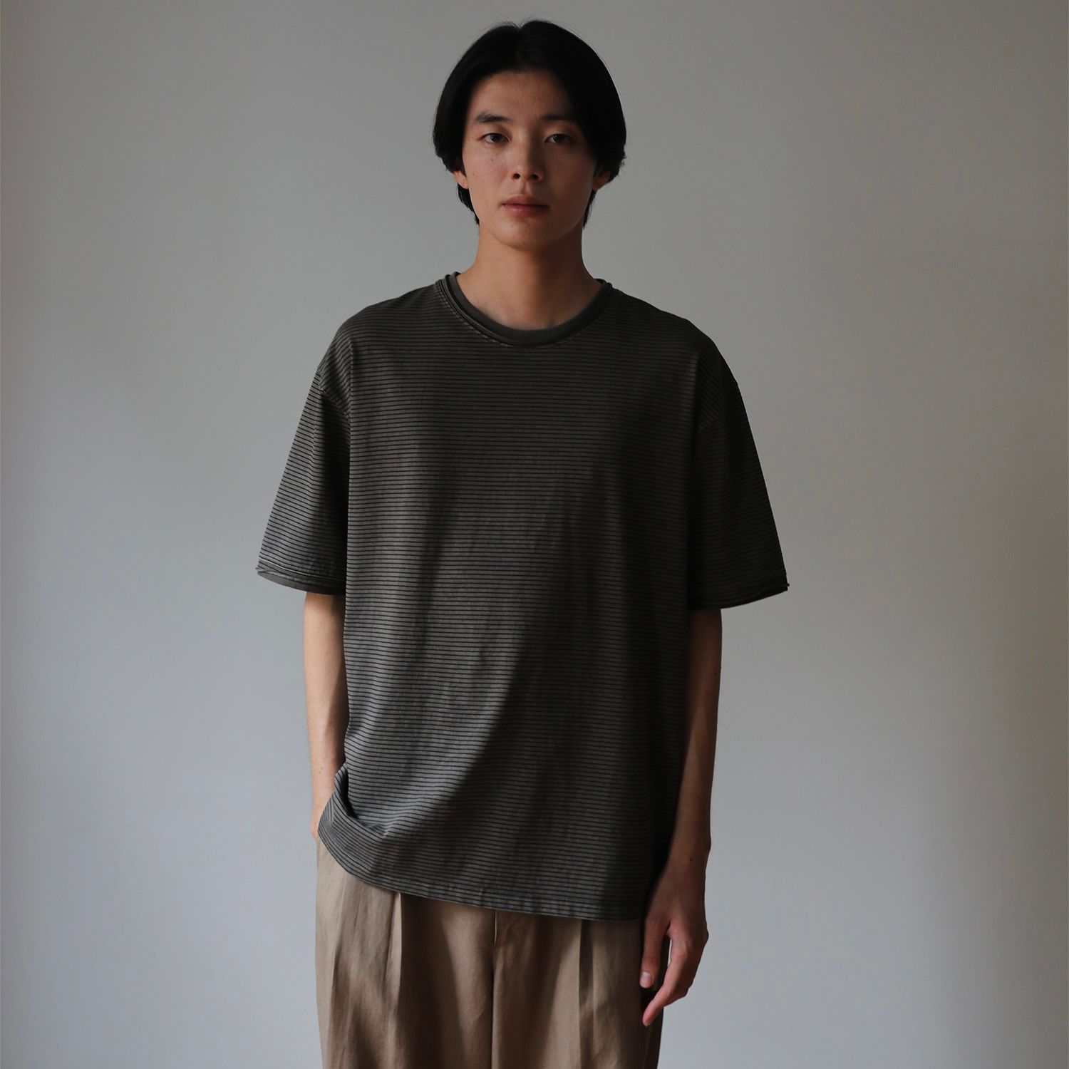 【残り一点】Dyed Raw-Edge Stripe Tee