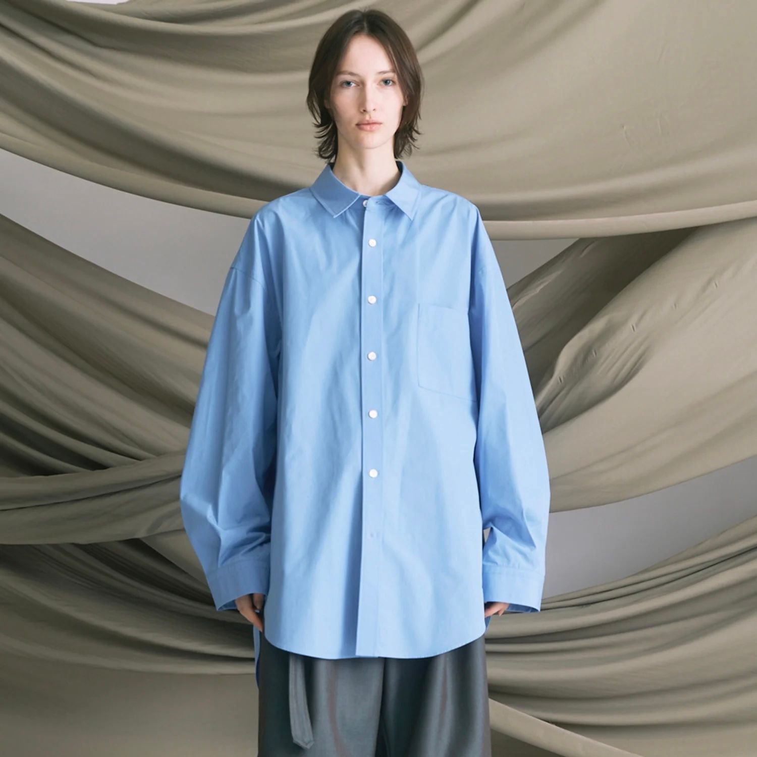 【残り一点】120 / 2 Suvin Cotton Typewriter Prime-Over Shirt Coat