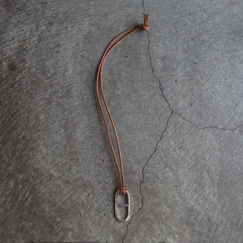 【残り一点】Anchor Leather Necklace Large(BEIGE LEATHER×SILVER)