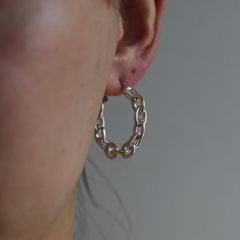 【残り一点】Oval Link Hoop Earring(SILVER_片耳用)