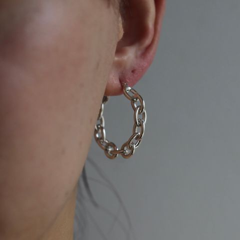 【お取り寄せ注文可能】Oval Link Hoop Earring(SILVER_片耳用)
