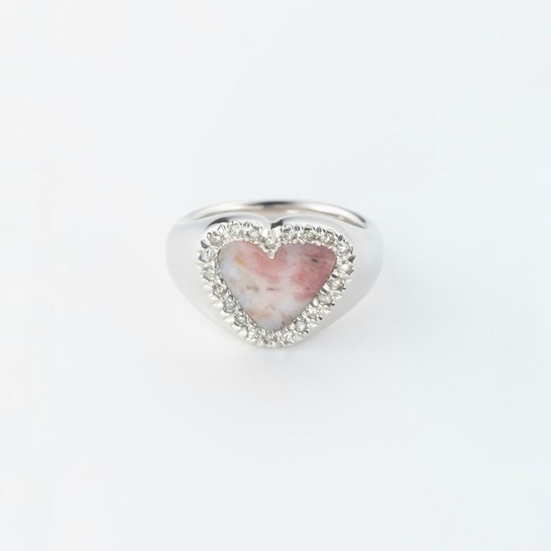 【お取り寄せ注文可能】Diamond Heart Stone Ring(PINK×SILVER)