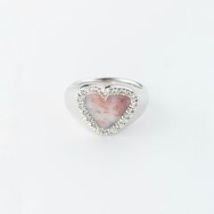 【お取り寄せ注文可能】Diamond Heart Stone Ring(PINK×SILVER)