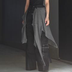 【残り一点】Slash Seam Twist Cargo Jeans with Wrapped(NOIR)