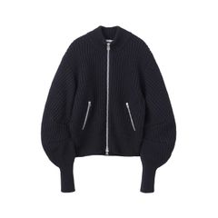 【残り一点】Ribed Massive Rounded Sleeve Zip-Up Knit Jacket