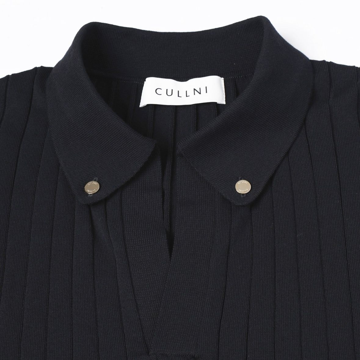 【残り一点】Wide Rib Skipper Collar Short Sleeve Knit