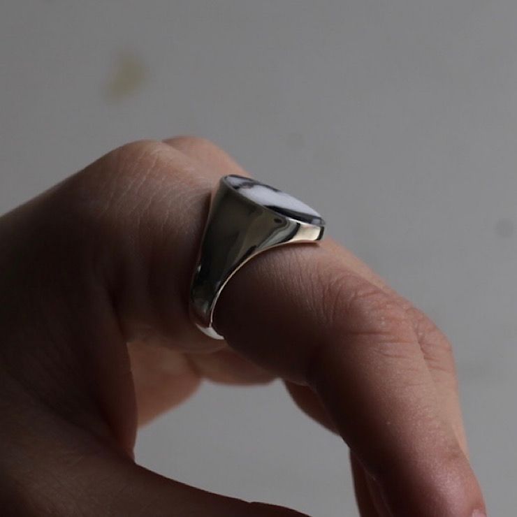 【残り一点】Signet Oval Ring XL(ZEBRA JASPER)