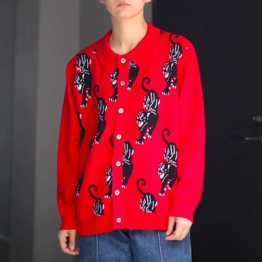 サカイ TTT_MSW panther knit cardigan red ojZgW-m58756166854 トップス