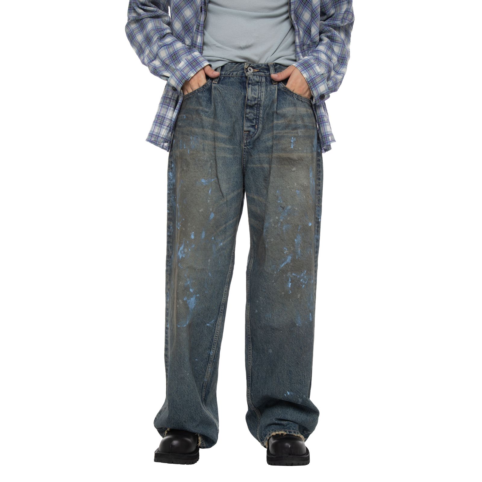 【残り一点】"Paint" Wide Denim Pants