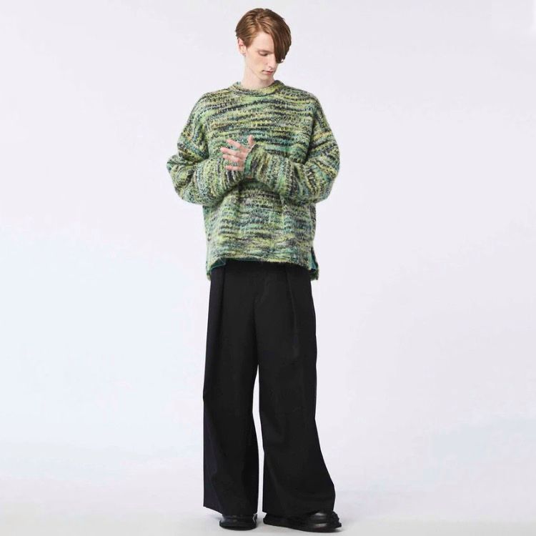 【残り一点】72/2 4Colors Chambray Wool Baggy Wide Pants