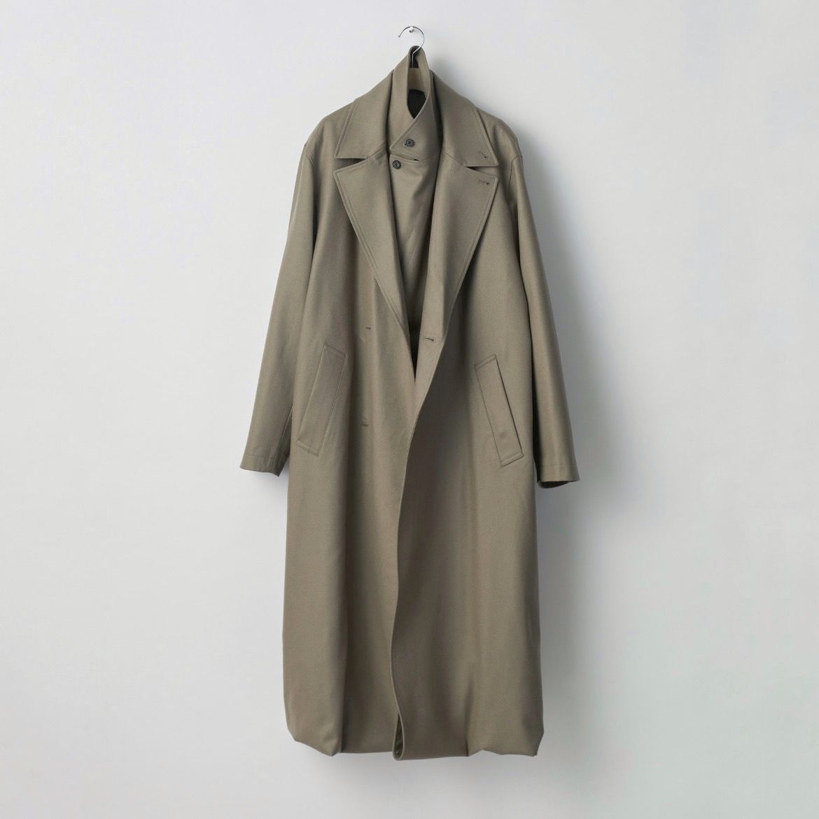 トレンチコート Plain Grey Double-Breasted Coat ssstein - 【残り一点】Oversized Docking Double Breasted Coat