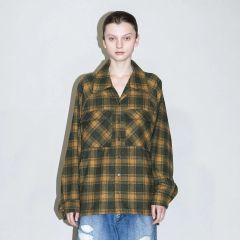 【残り一点】オーバーサイズブラッシュドチェックシャツ