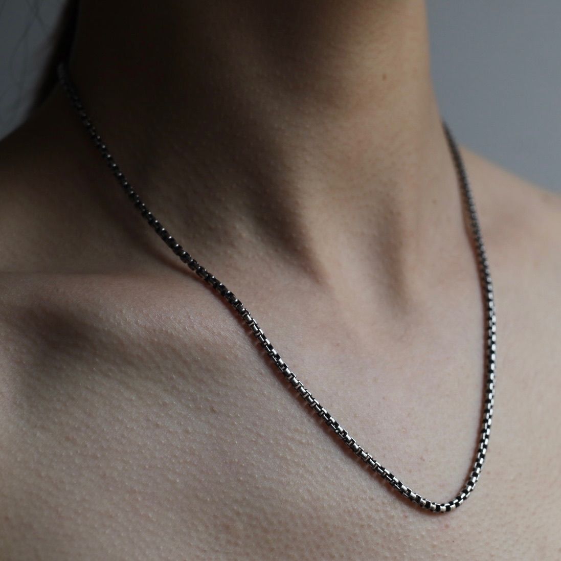 【お取り寄せ注文可能】Narrow Square Block Chain Short Necklace