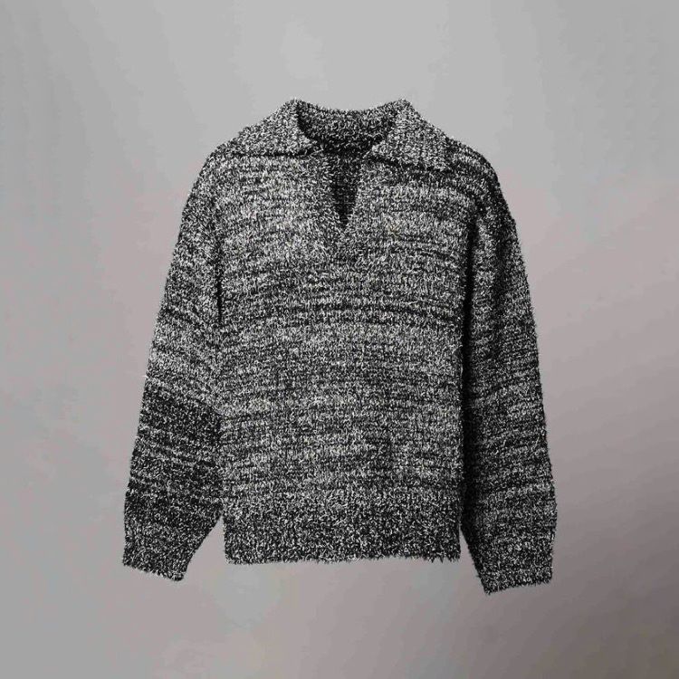 【残り一点】Mix Color Fancy Yarn Prime-Over Skipper Knit Pullover