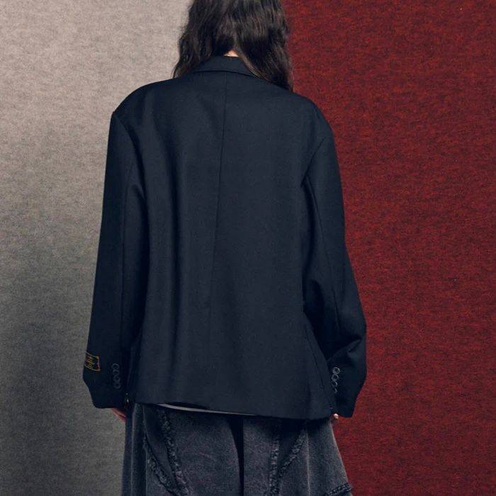 【残り一点】48/2 4Colors Chambray Wool Prime-Over Double Jacket