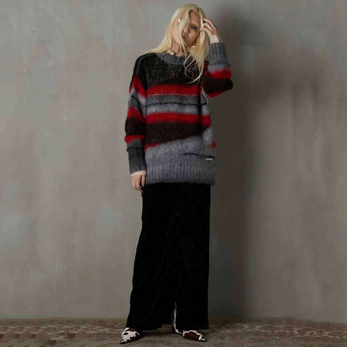 【残り一点】Mohair Border Knit