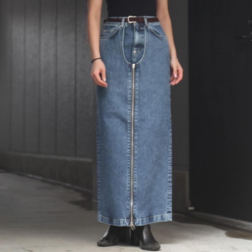 JOHNLAWRENCESULLIVAN - 【残り一点】Washed Denim Zipped Long Skirt