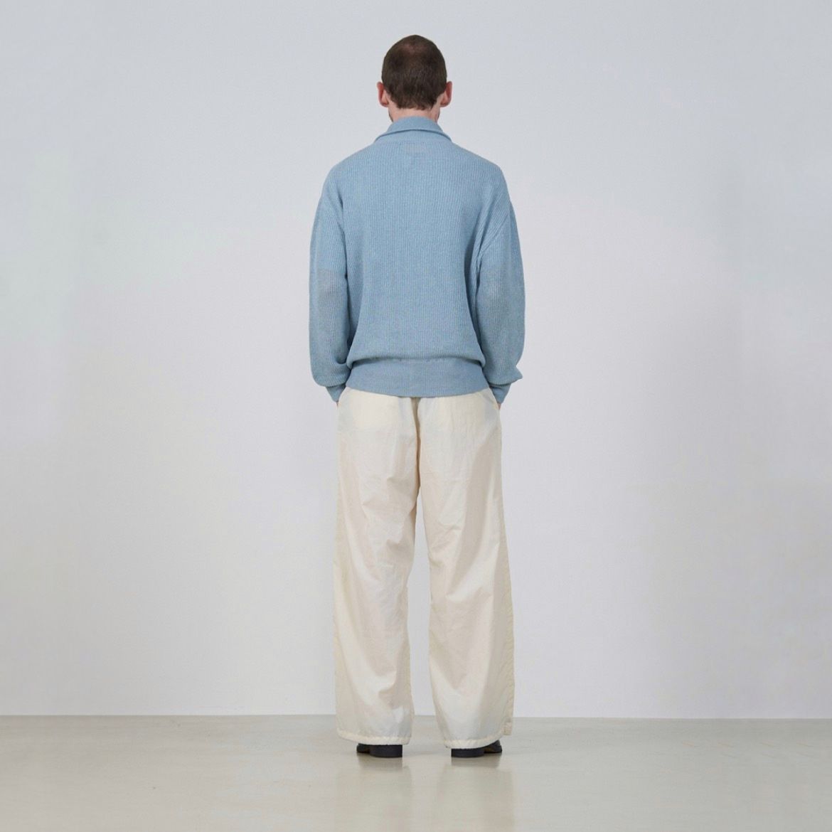 YOKE WASHI RAYON SHEER DRIVERS KNIT 黒