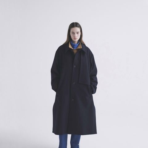 【残り一点】Lamb Wool Melton Layered Long Coat
