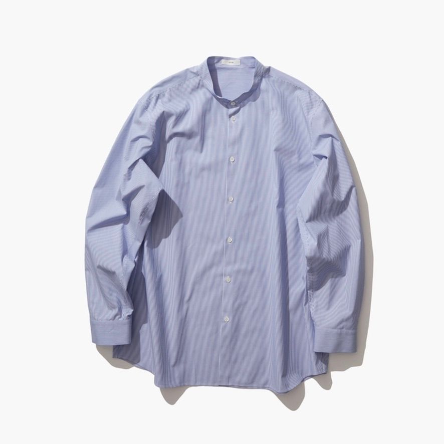 ATON - 【残り一点】Giza Stripe Band Collar Shirt | ACRMTSM ONLINE