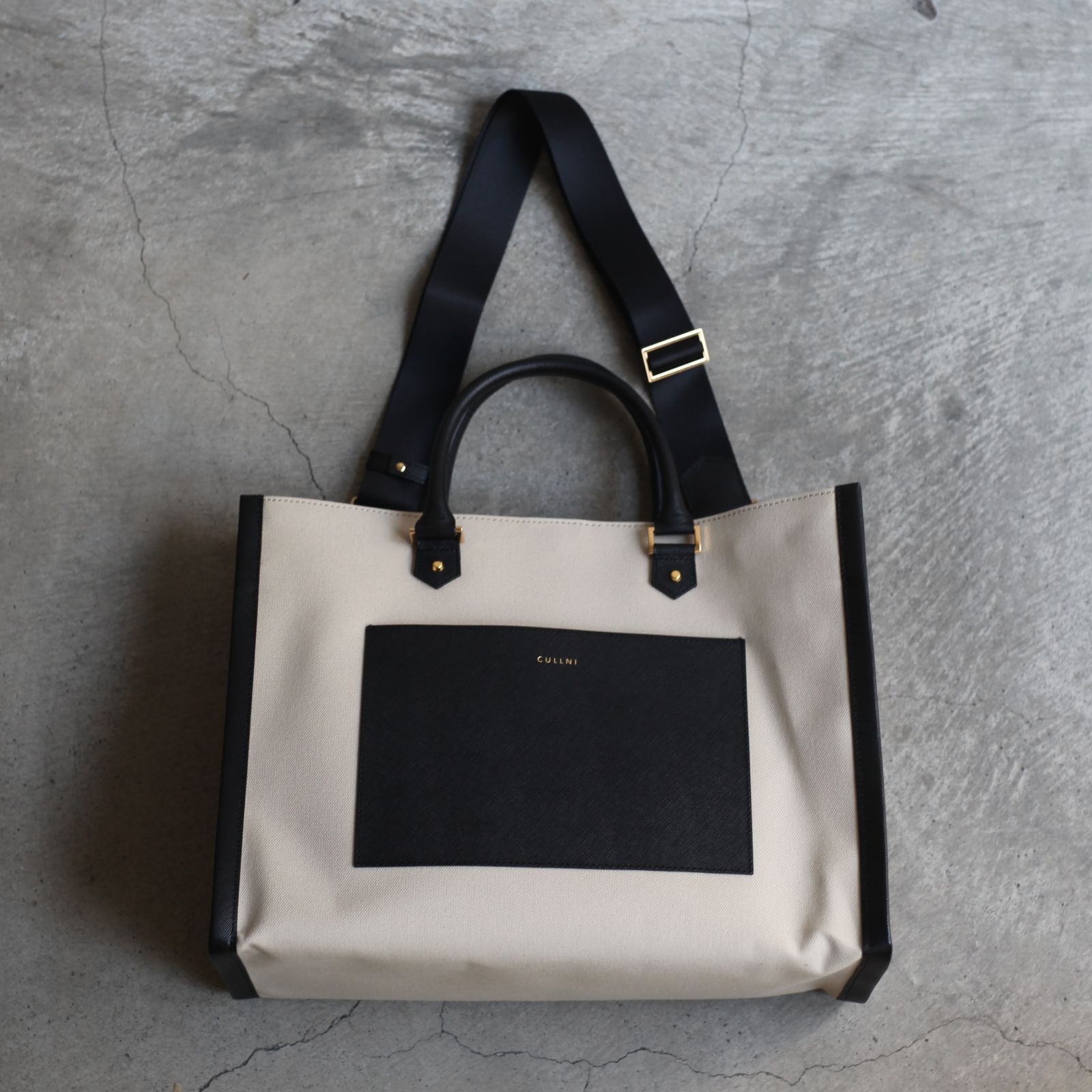 CULLNI - 【残り一点】Leather Trimmed Canvas Handbag