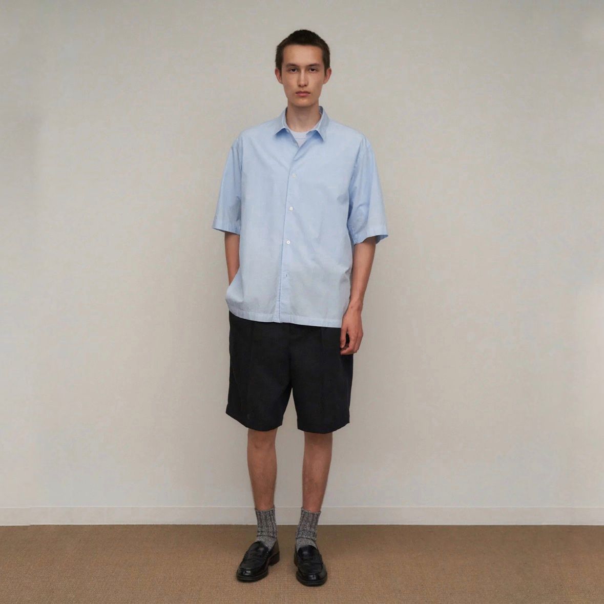 【残り一点】Shrink Cotton Lawn Oversized Half Sleeve Shirt