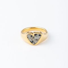 【お取り寄せ注文可能】Rough Heart Dalmatian Stone Ring(MD GRAY×GOLD)