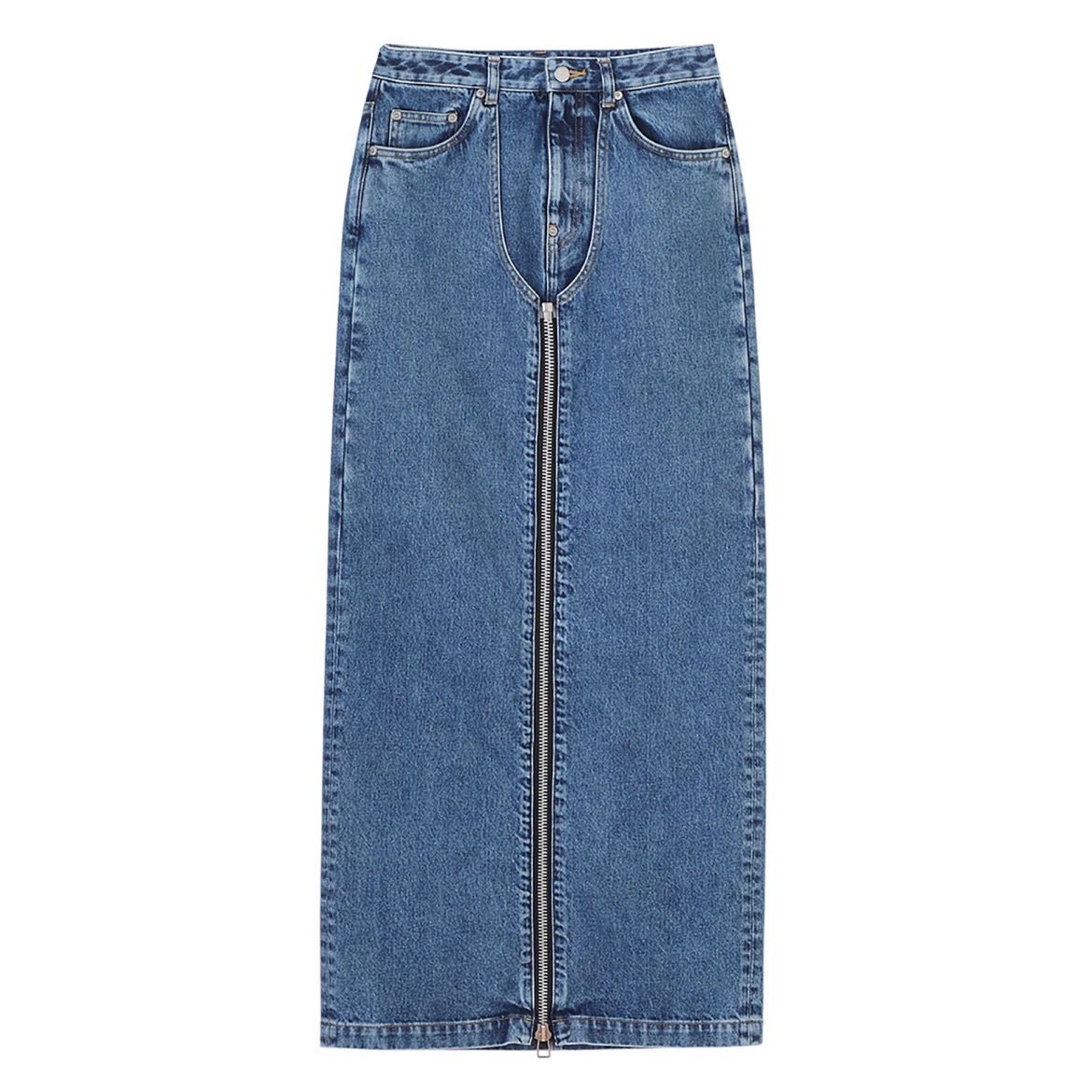 JOHNLAWRENCESULLIVAN - 【残り一点】Washed Denim Zipped Long Skirt