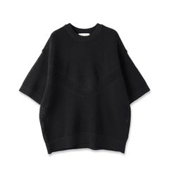 【残り一点】Bi Color Mesh Knit Short Sleeve Pullover