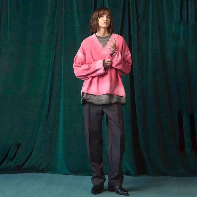 【残り一点】72/2 4Colors Chambray Wool 1tuck Straight Slacks