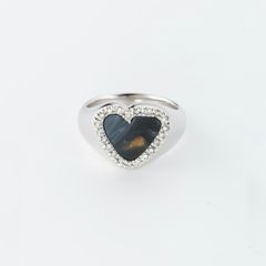 【お取り寄せ注文可能】Diamond Heart Stone Ring(BLACK×SILVER)