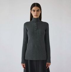 【残り一点】Open Collar Rib Knit Tops