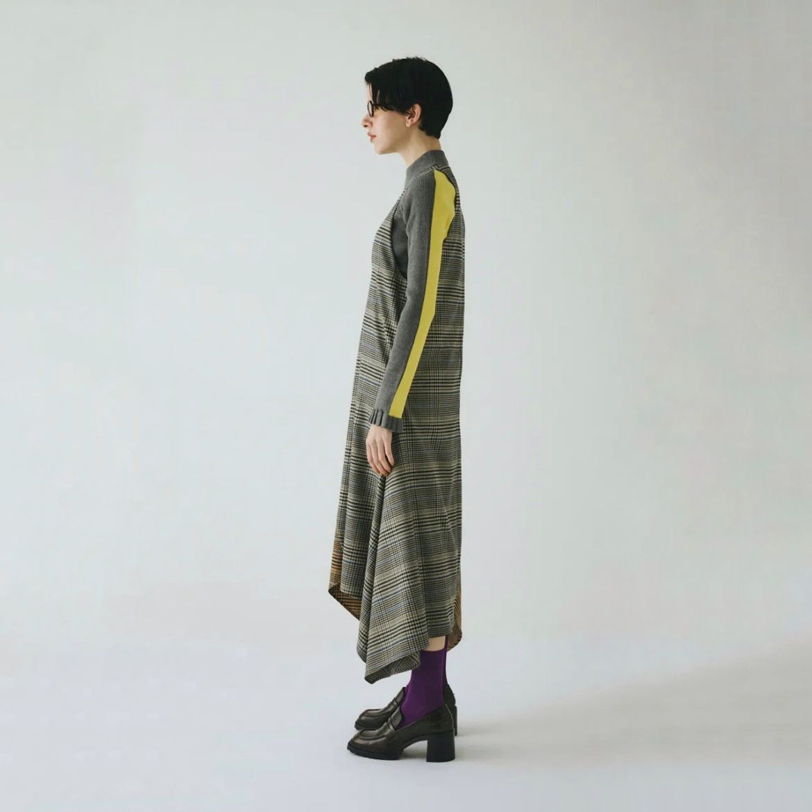 【残り一点】V Design Check Dress