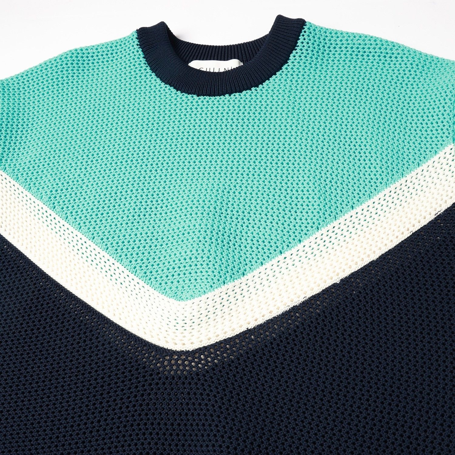 【残り一点】Bi Color Mesh Knit Short Sleeve Pullover