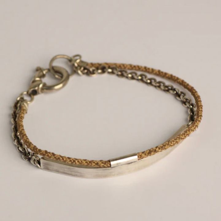 【お取り寄せ注文可能】Edouchi Kumihimo & Silver Plate Bangle Bracelet