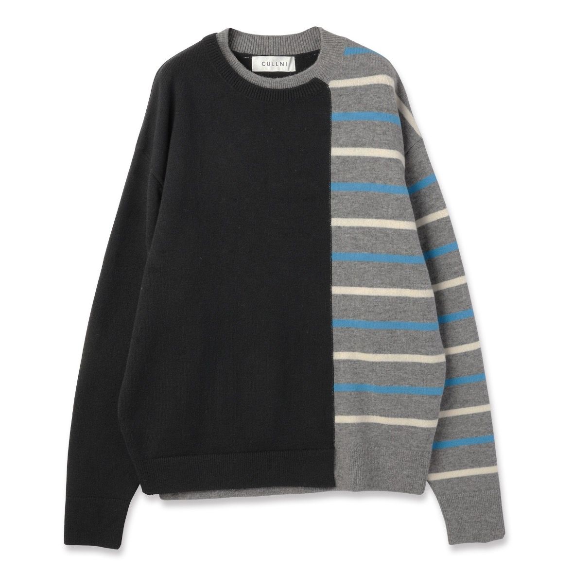 【残り一点】Asymmetrical Border Layered Rib Pullover Knit