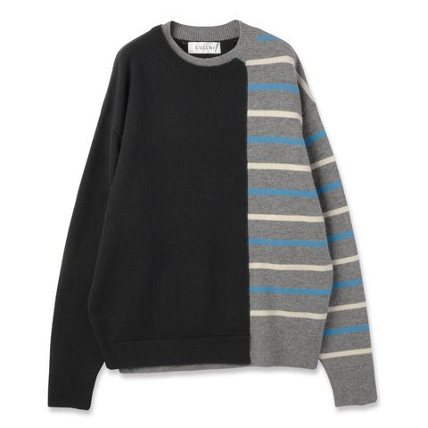 【残り一点】Asymmetrical Border Layered Rib Pullover Knit