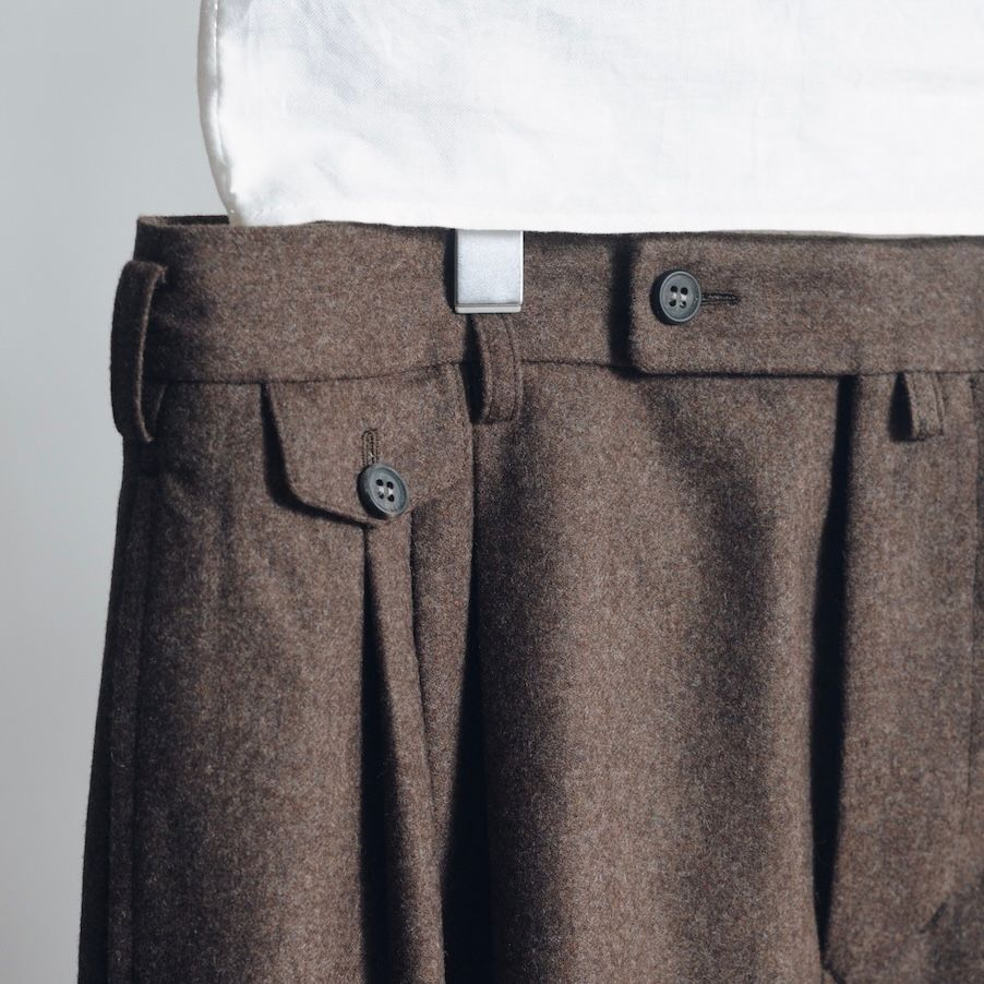 【残り一点】3 Tuck Wool Flannel Trousers