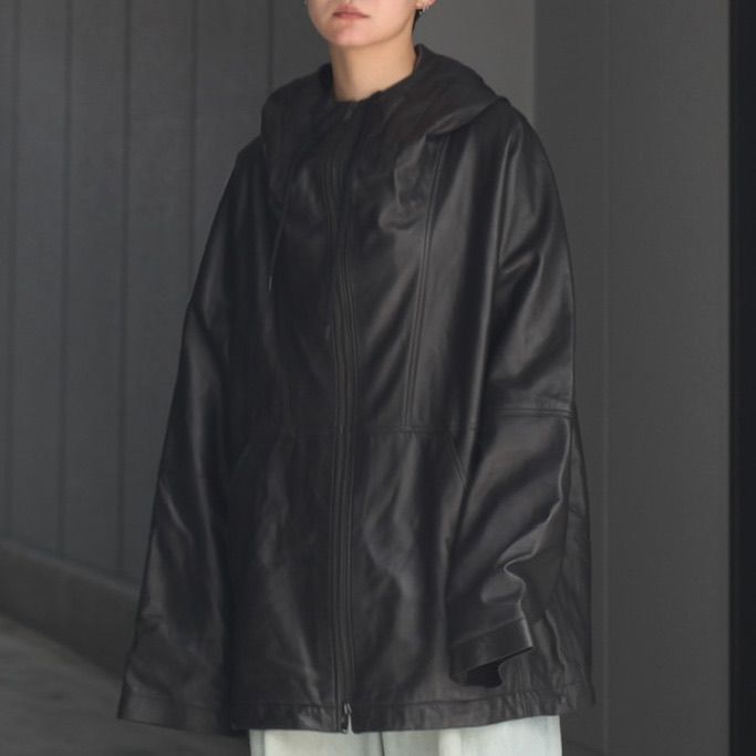 【残り一点】Lamb Nappa Leather Zipped Hooded Parka(RAUSU)
