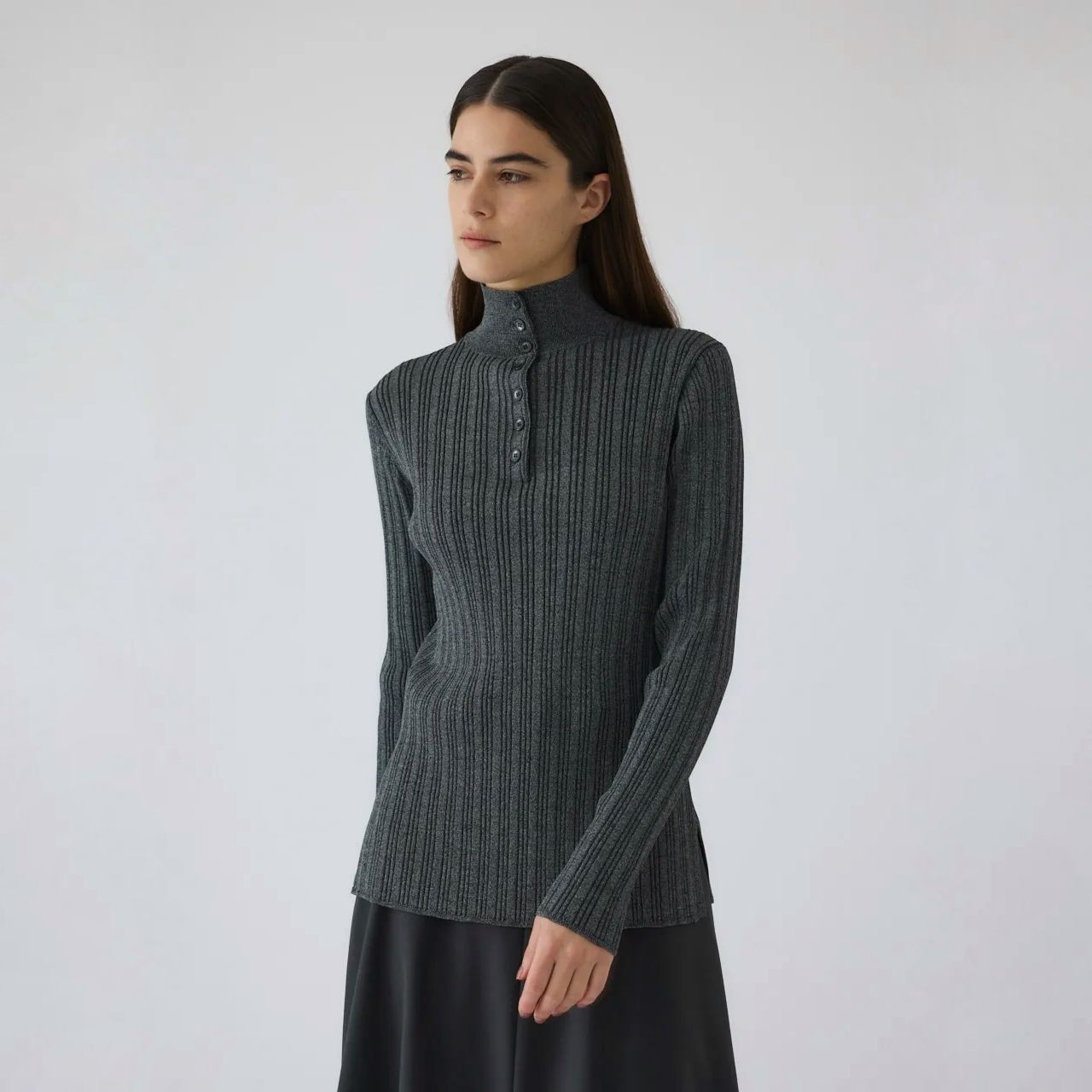 【残り一点】Open Collar Rib Knit Tops
